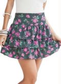 Saia Floral com Babados
