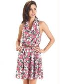 Vestido Floral com Gola Degagê
