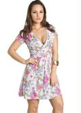 Vestido Floral com Decote Transpassado