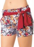 Short Estampado com Faixa na Cintura